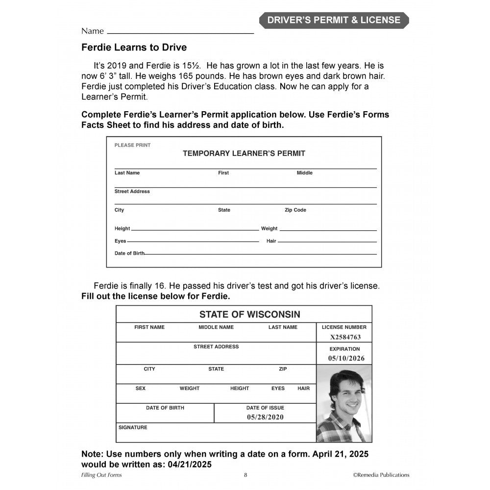 Filling Out Forms Worksheet 3