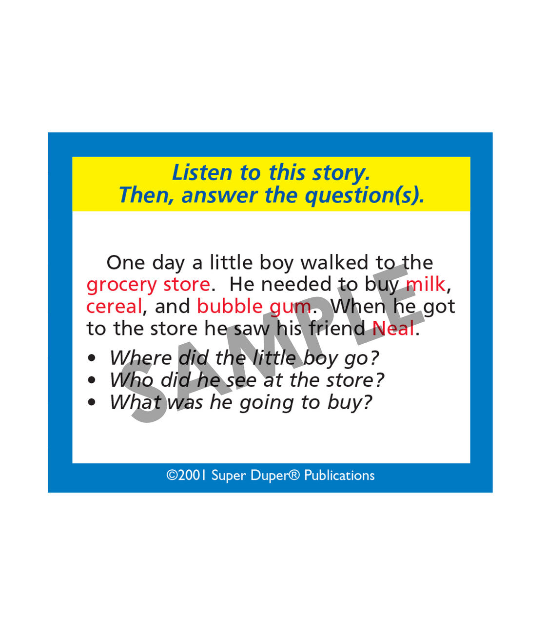 Look Who's Listening! sample card