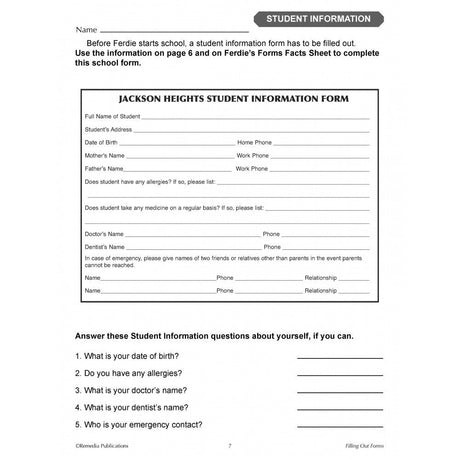 Filling Out Forms Worksheet 1