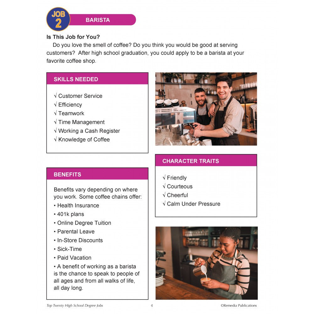 Top 20 High School Degree Jobs Life Skills Workbook