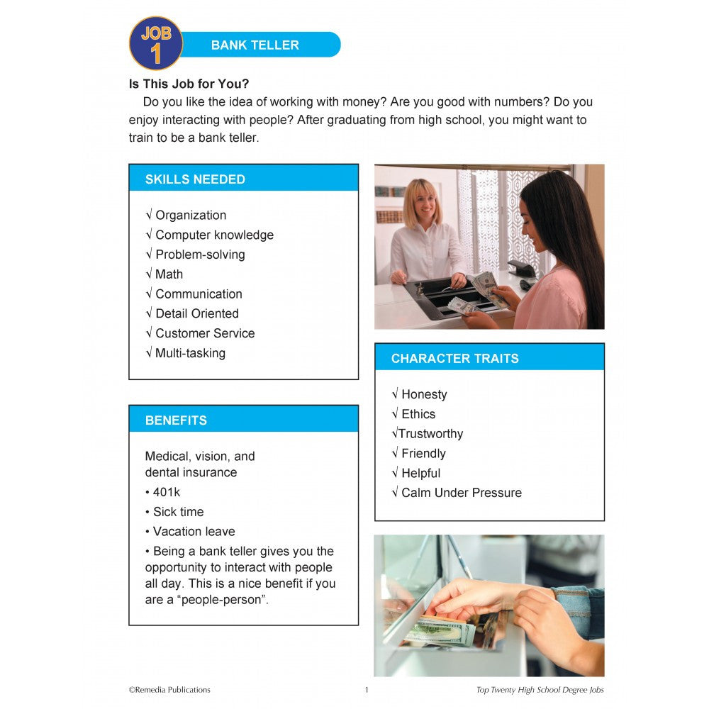 Top 20 High School Degree Jobs Life Skills Workbook