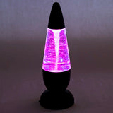 Tornado Lamp with a grayscale background lavender illumination.