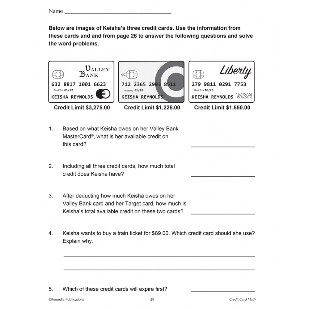 Life Skills Math Workbook Worksheet