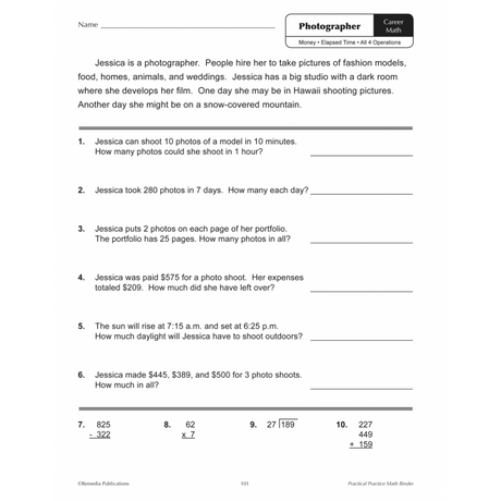 Practical Practice Math Worksheet Sample