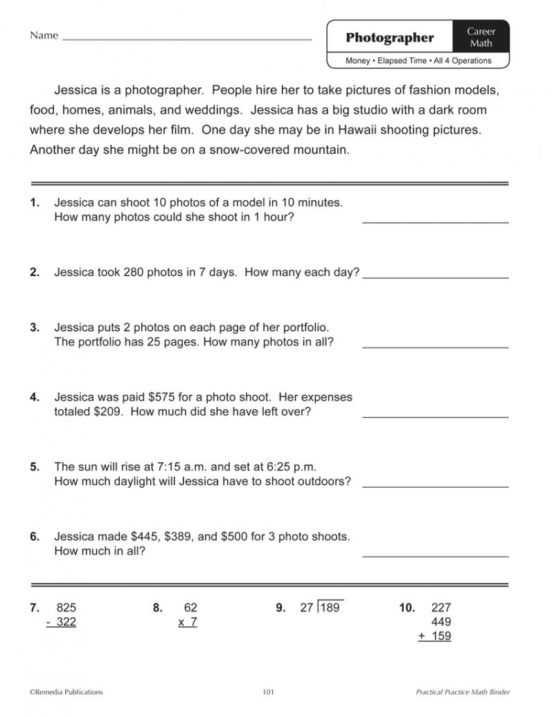 Practical Practice Math Worksheet Sample