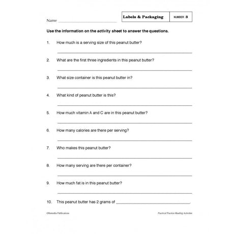 Practical Practice Reading Sample Worksheet
