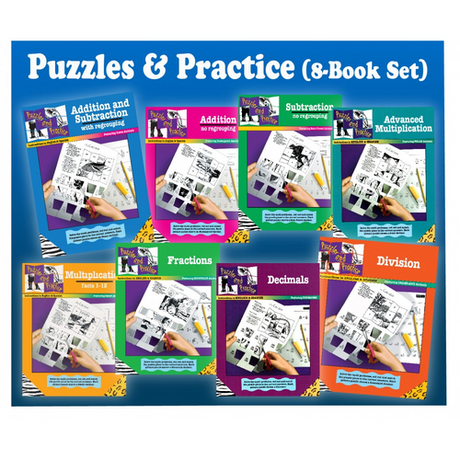 Math Puzzles & Practice - 8 Book Set