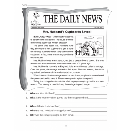 5 Ws Workbook Sample