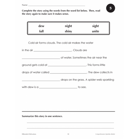 Comprehension Quickies Sample
