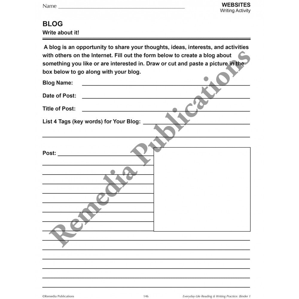 Life Skills: Everyday Life Reading & Writing Binder 1 Sample